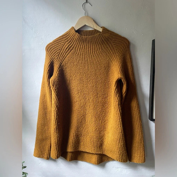 Madewell Sweaters - Madewell Northfield Mock Neck Chunky Funnel Knit Harvest Gold Sweater